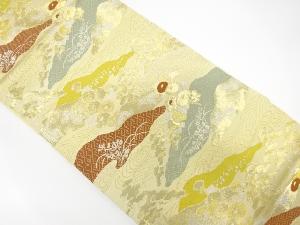 流水に花模様織出し袋帯